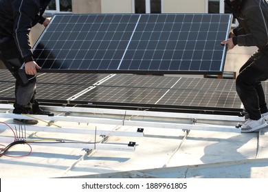 Solar collector, assembler , Solar Montage - Shutterstock ID 1889961805