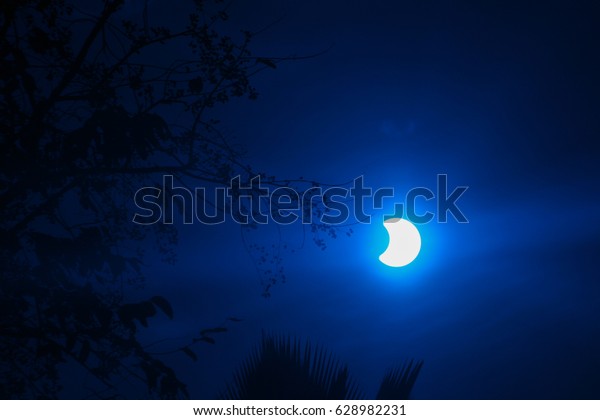 solar eclipse with blue\
filter
