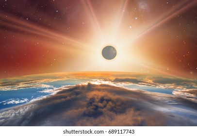 Solar Eclipse "Elements of this image furnished by NASA "
