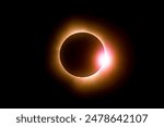 A solar eclipse featuring a diamond ring effect and baileys beads