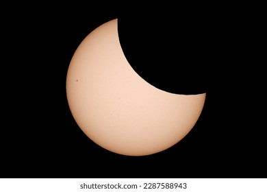 A solar eclipse occurs when the Moon passes between Earth and the Sun, thereby obscuring the view of the Sun from a small part of the Earth.
