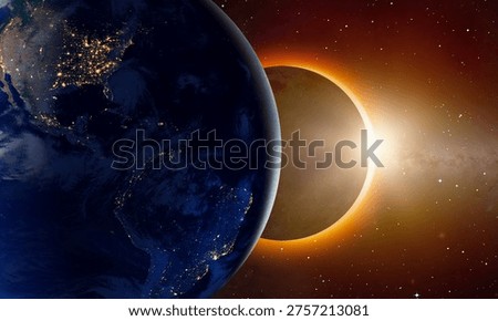 Solar Eclipse over the planet Earth 