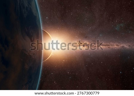 Solar Eclipse over the planet Earth 