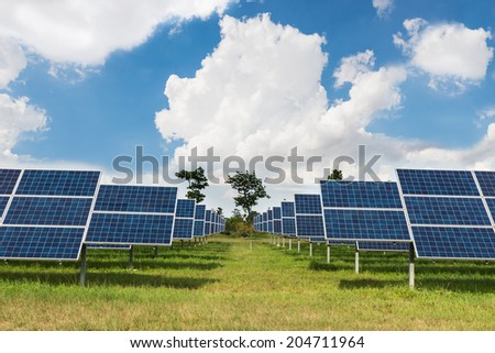 The solar farm for green energy in the field in Thailand