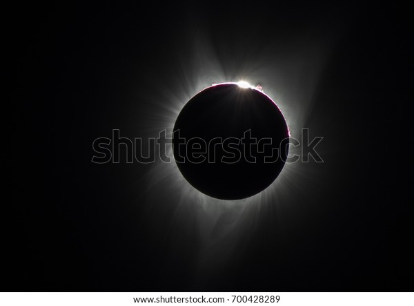 Solar flares, the solar corona, and the beginning of\
the diamond ring effect in the North American total solar eclipse,\
August 21, 2017
