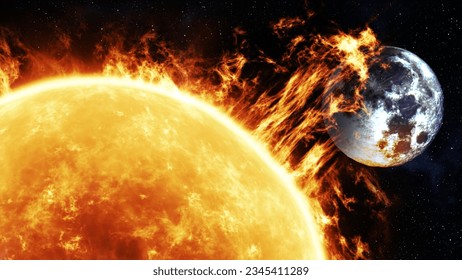 solar flares in the sun on the background of the moon - Powered by Shutterstock