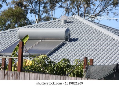 Solar Hot Water System On Suburban Roof