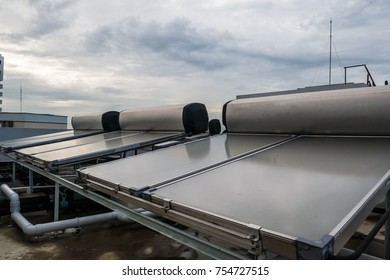 Solar Hot Water System On Rooftop