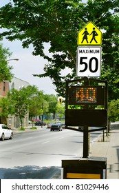 Solar LED Light Community Safety Warning Sign. Driving Speed Danger  School Children Crossing Control.