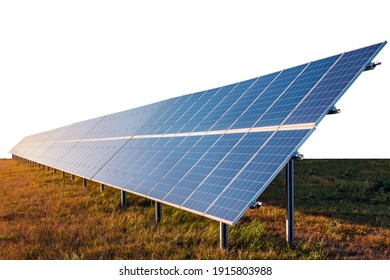 Solar module panels on white background with clipping path. Solar energy. Environmental theme. Green energy concept. 