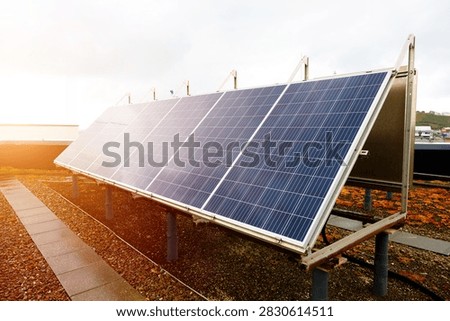 Solar Panel Array Installed on Rooftop for Renewable Clean Energy Generation