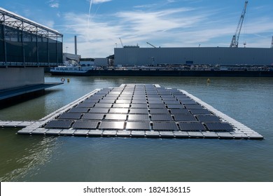 solar panel Floating on the water. Used to produce electricity in a clean technology concept