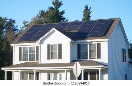 Solar Panel Installed On The House Roof