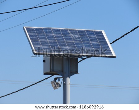 Solar panel mounted on a pole
