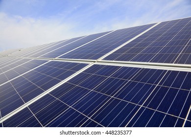 solar panel on the hillside, closeup of photo - Shutterstock ID 448235377