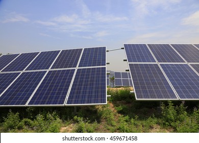 solar panel on the hillside, closeup of photo