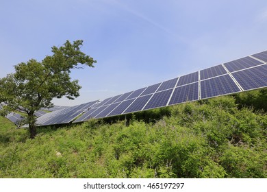 solar panel on the hillside, closeup of photo - Shutterstock ID 465197297