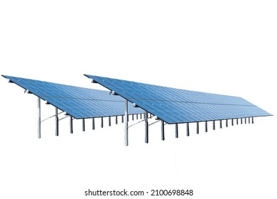 solar panel park detail isolated on white background - Shutterstock ID 2100698848
