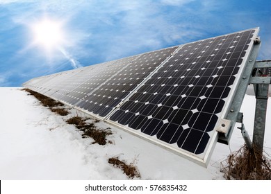 Solar panel, photovoltaic, alternative electricity source - selective focus, copy space - Shutterstock ID 576835432