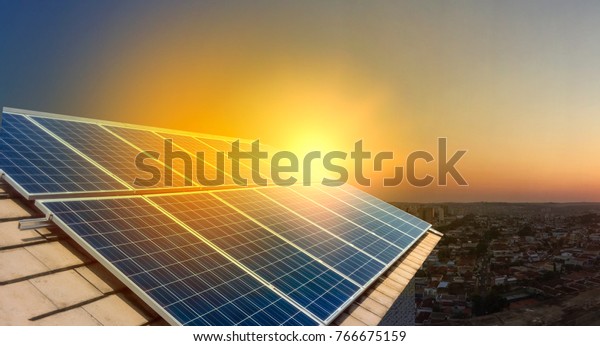 Solar Panel Photovoltaic Installation On Roof Stock Photo (Edit Now