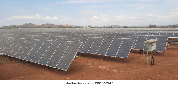 Solar Panel Rows On A Solar Farm In Malawi