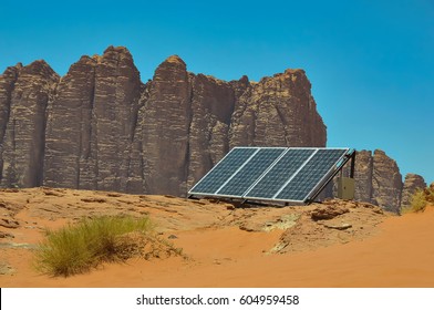 A Solar Panel Used By Bedouins In The Desert Of Wadi Rum Jordan Middle East As An Alternative To Diesel Generators That Are Traditionally Used The Service Tourists With Hot Water And Light