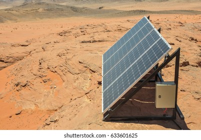 A Solar Panel Used By Bedouins In The Desert Of Wadi Rum Jordan Middle East As An Alternative To Diesel Generators That Are Traditionally Used The Service Tourists With Hot Water And Light