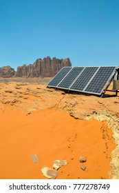 A Solar Panel Used By Bedouins In The Desert Of Wadi Rum Jordan Middle East As An Alternative To Diesel Generators That Are Traditionally Used The Service Tourists With Hot Water And Light