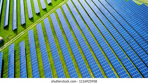 Solar Panels In Aerial View