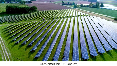 Solar panels in aerial view - Shutterstock ID 1118304149