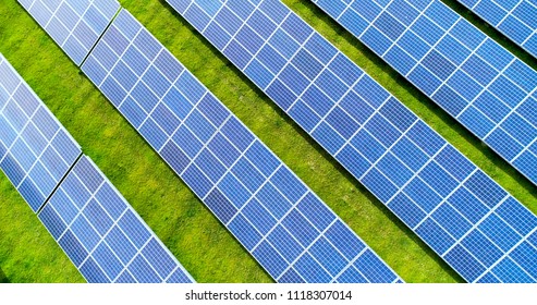 Solar Panels In Aerial View