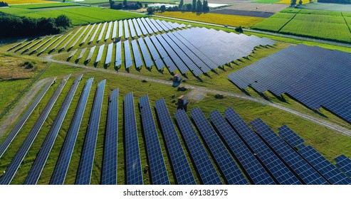 Solar panels in aerial view - Shutterstock ID 691381975