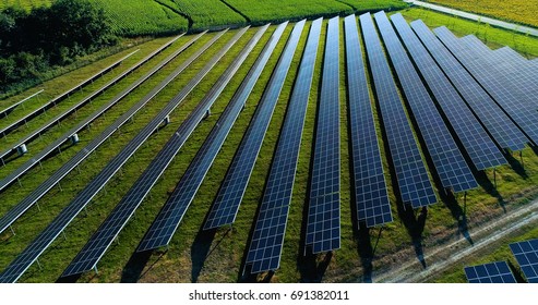 Solar Panels In Aerial View