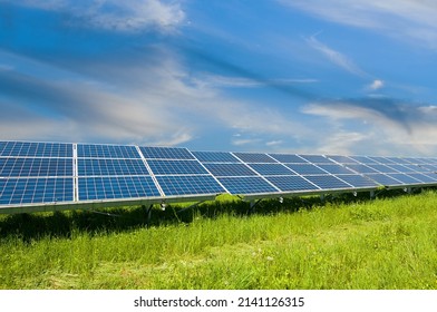 Solar panels and blue sky. Solar panels system power generators from sun. Clean technology for better future - Shutterstock ID 2141126315