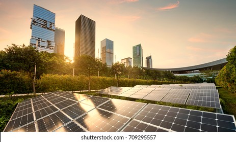 solar panels city at china - Shutterstock ID 709295557
