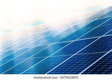 Solar panels close up with blue cloud reflection.  - Powered by Shutterstock