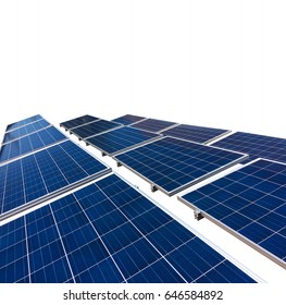 Solar Panels Isolated In White Background For Solar Energy Concept Images. 