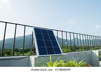 Solar panels mounted on the balcony terrace - Shutterstock ID 2178848499