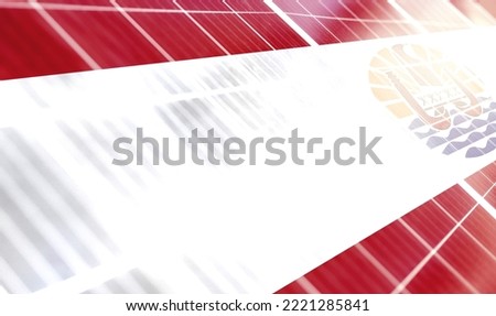 Solar panels on the background of the image of the flag of French Polynesia