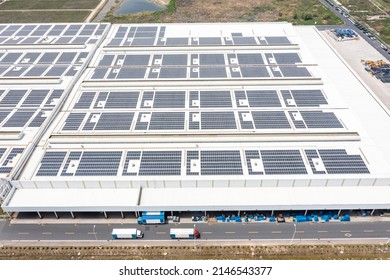 Solar Panels On Factory Rooftop