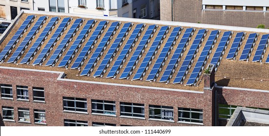 Solar Panels On The Roof Of Administrative Building