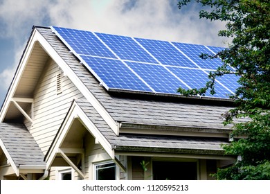 Solar Panels On Roof Of Home