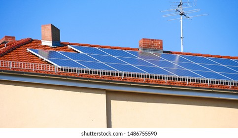 Solar Panels On Roof House Closeup Stock Photo 1486755590 | Shutterstock