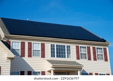 solar panels on the roof of the house technology system saving - Shutterstock ID 2291636797