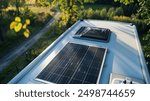 solar panels on RV roof. environmentally friendly camping