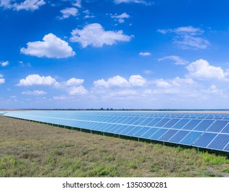 Solar panels, photovoltaic, alternative source environmentally friendly energy. In the backlight sunbeam light.
