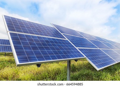  solar panels  in power station alternative energy from the sun 