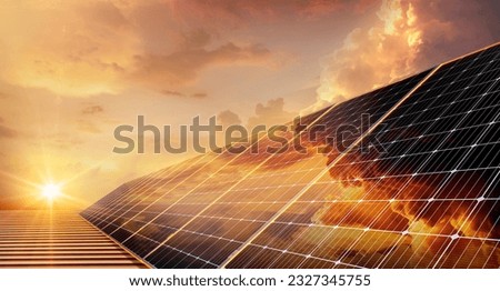 Solar panels reflect sparkling light From the sun ,Clean energy and environment.3D rendering