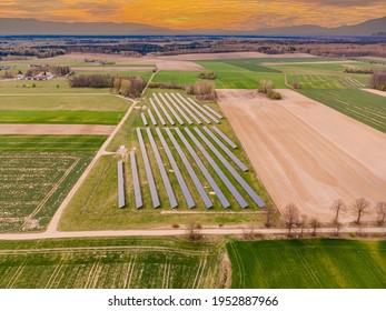 Solar Panels Small Farm Aerial View