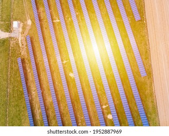 Solar Panels Small Farm Aerial View